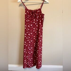 Red Floral Spaghetti Strap Dress